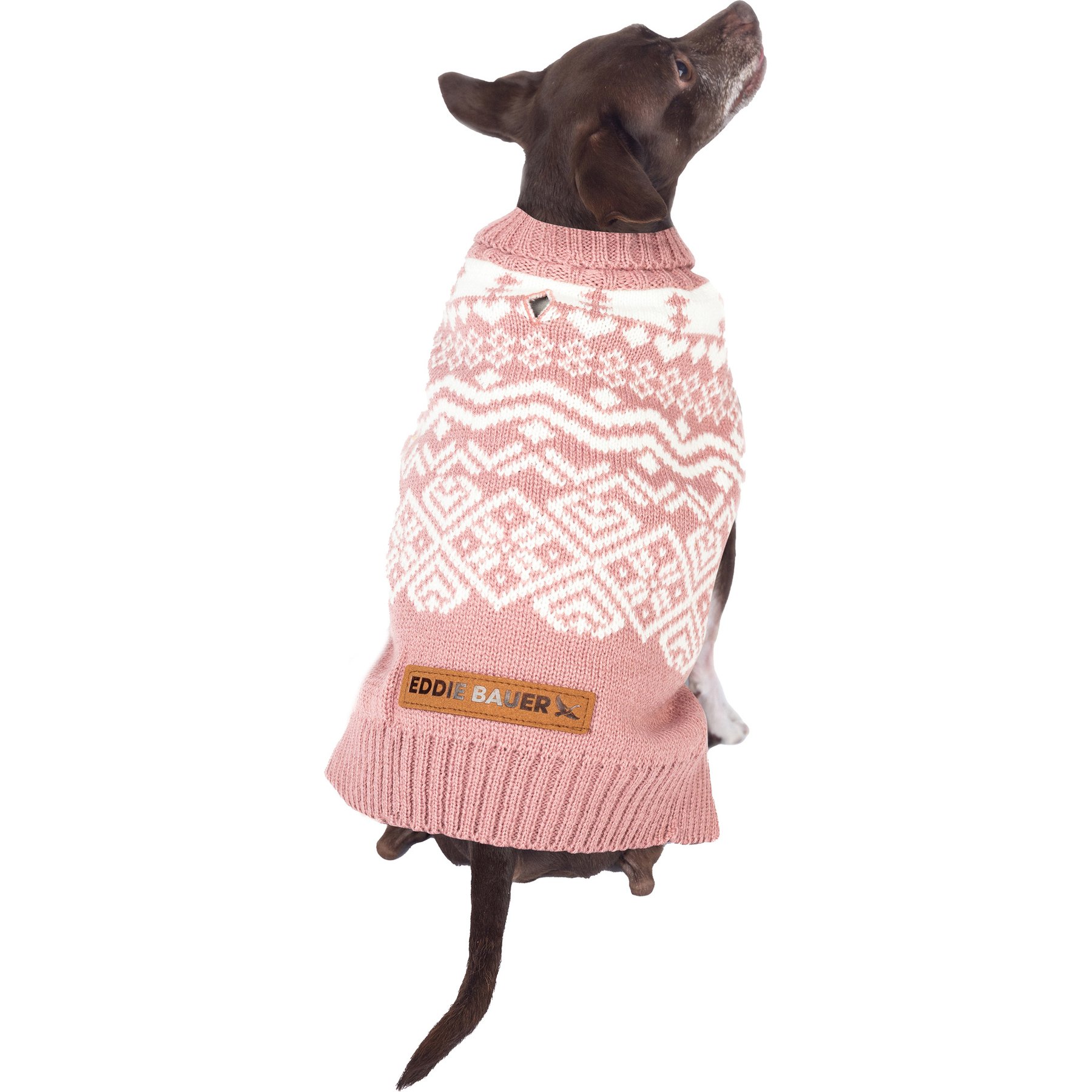 Eddie Bauer Townsend Christmas Fair Isle Dog Sweater, Heathered Pink, X-Small