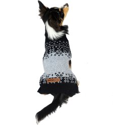 Eddie Bauer Whitman Christmas Fair Isle Dog Sweater, Grey/Black, Small