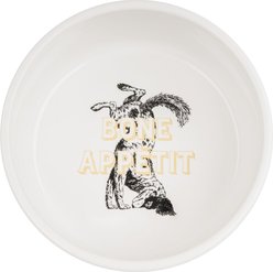 Harry Barker Bone Appetit Ceramic Non-Skid Dog Bowl, White, Small: 3.5-cup