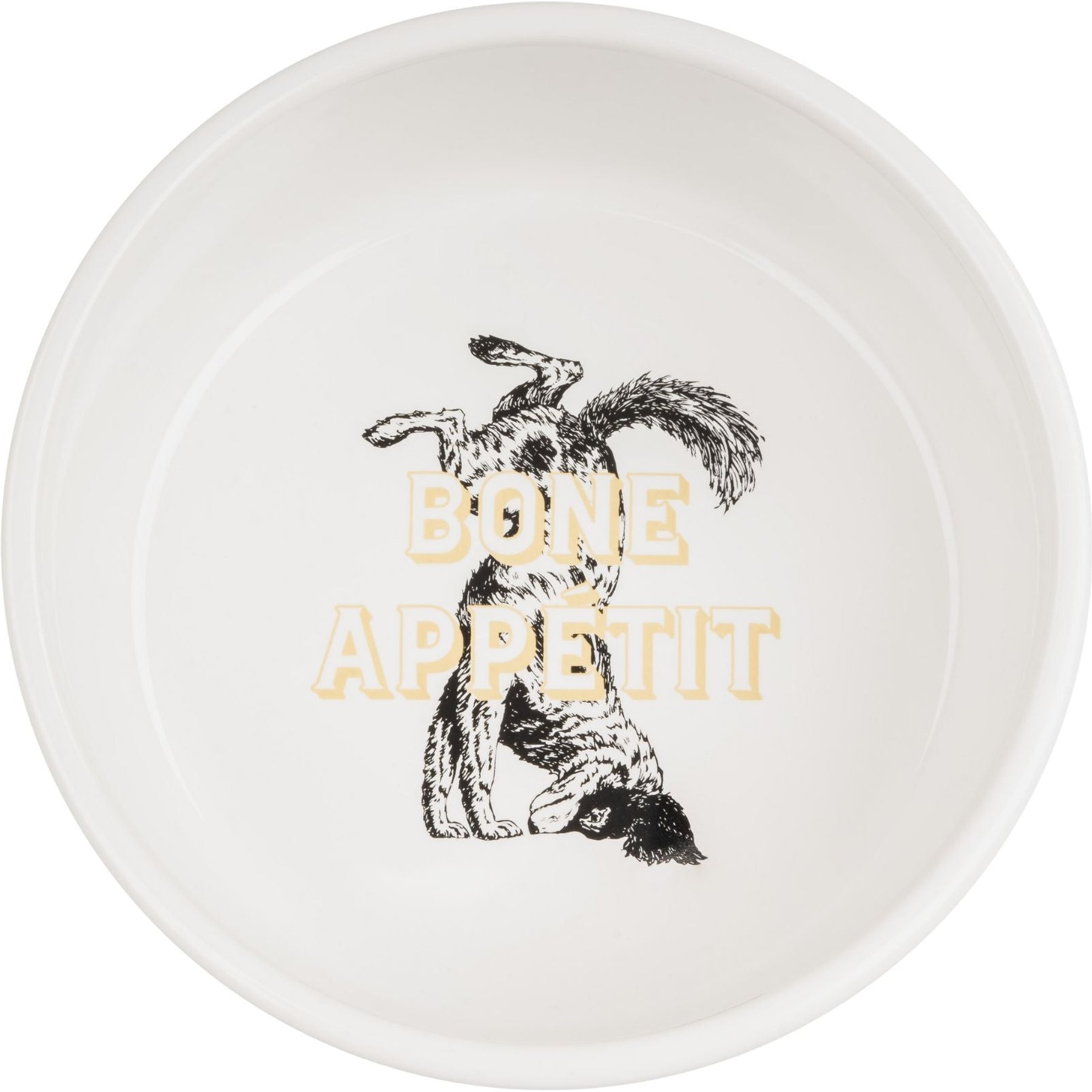 Harry Barker Bone Appetit Ceramic Non-Skid Dog Bowl, White, Large: 8-cup