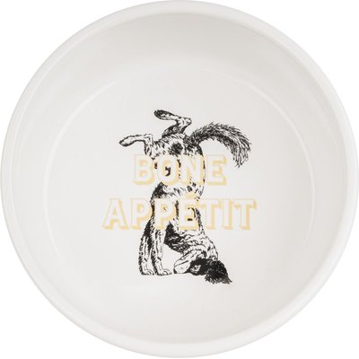 Harry Barker Harry Barker Bone Appetit Ceramic Non-Skid Dog Bowl, White, Small: 3.5-cup