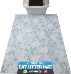 Drymate Protective & Decorative Cat Litter Mat, Light Blue Floral, X-Large, 29-in x 36-in