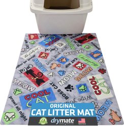 Drymate Protective & Decorative Cat Litter Mat, Cool Cat Grey, Large, 20-in x 28-in