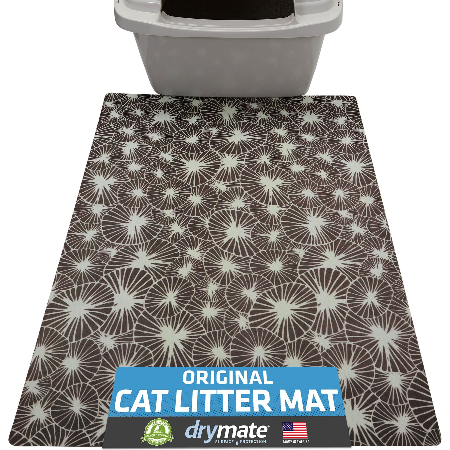 Drymate Protective & Decorative Cat Litter Mat, Kahopo Grey, Large, 20-in x 28-in