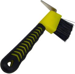 Intrepid International Rubber Grip Horse Hoof Pick with Brush, Yellow