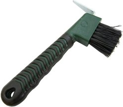 Intrepid International Rubber Grip Horse Hoof Pick with Brush, Hunter Green