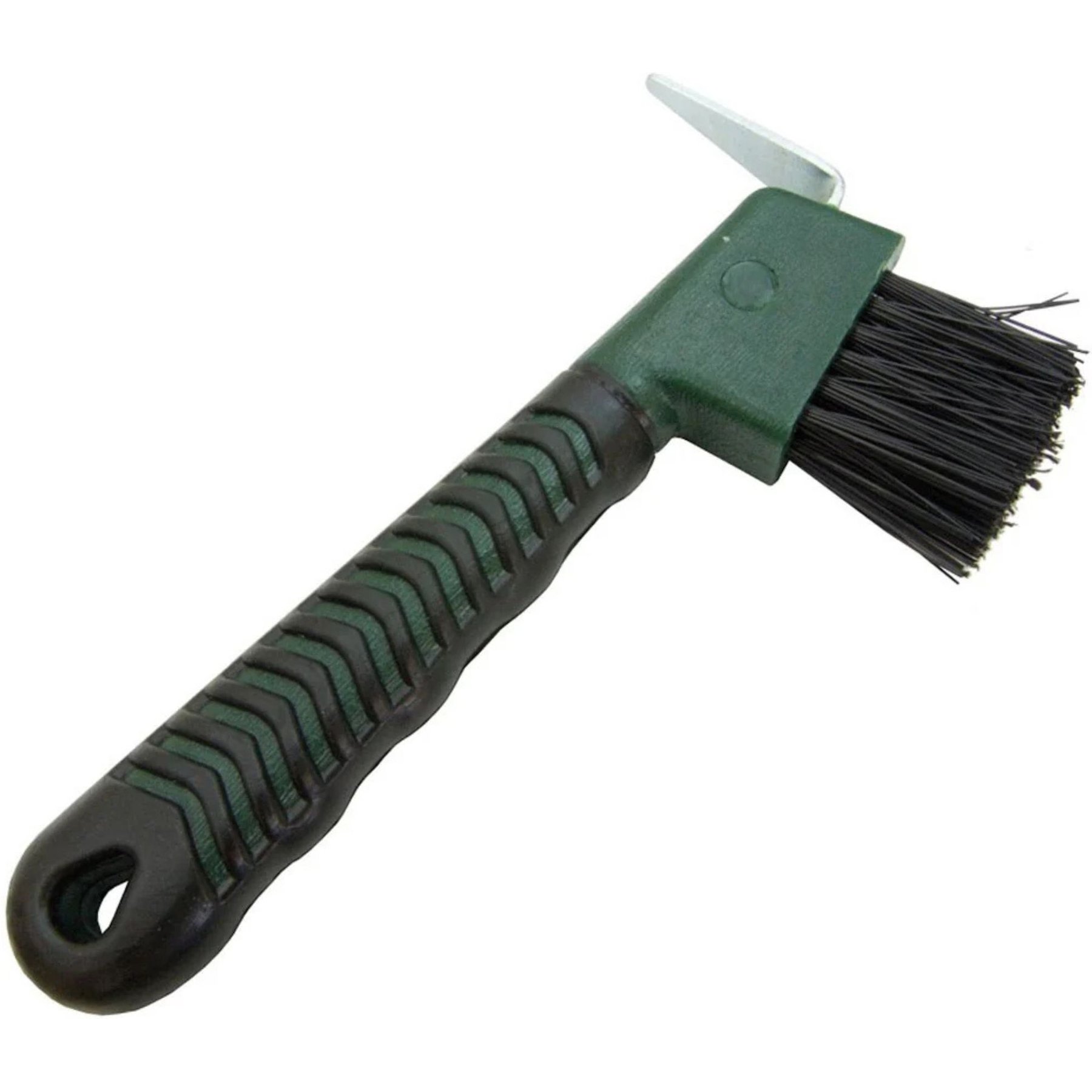 Intrepid International Rubber Grip Horse Hoof Pick with Brush, Hunter Green