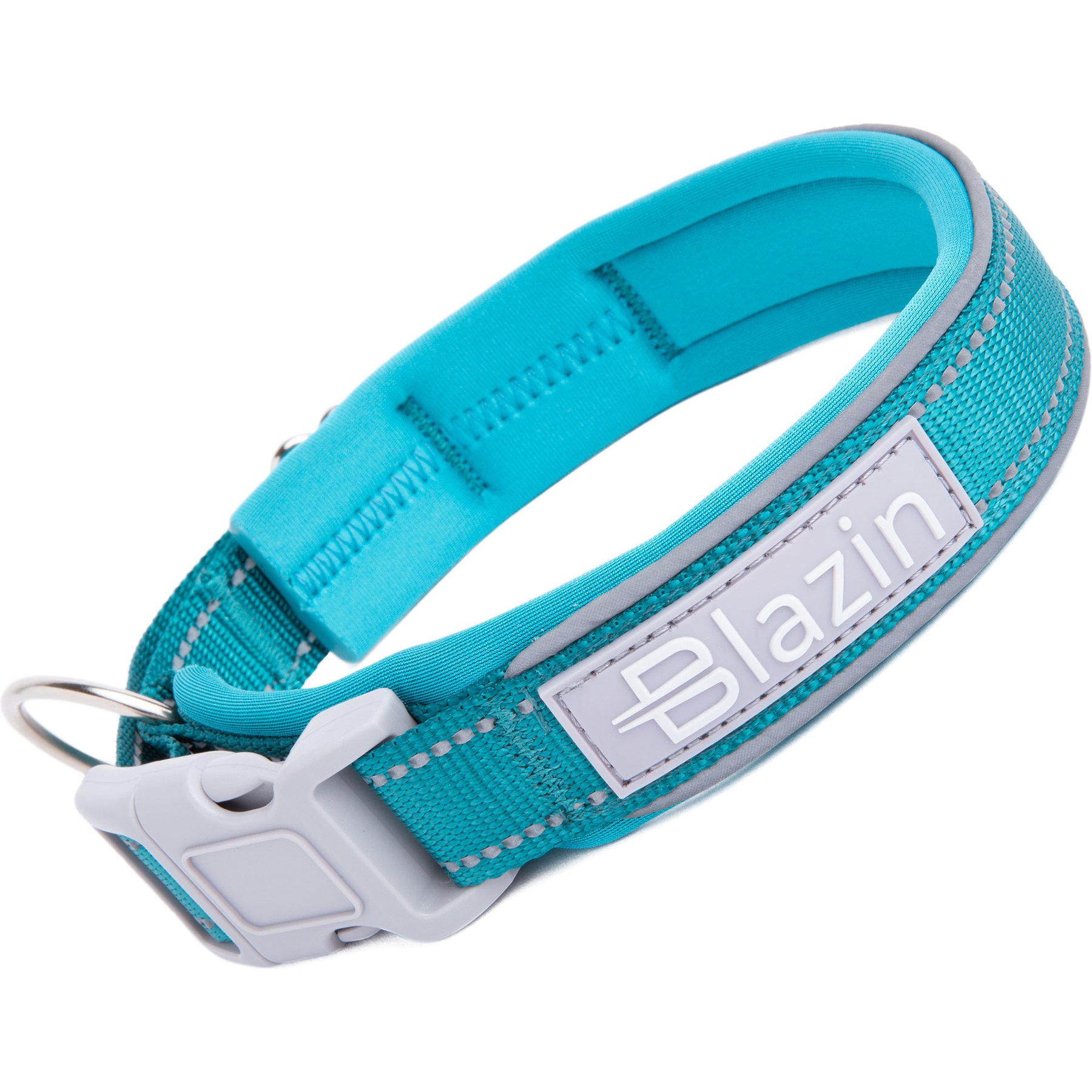 Blazin O So Comfy O-Ring Reflective Neoprene Waterproof Dog Collar, Blue, Medium: 14.6 to 17.7-in neck, 1.25-in wide