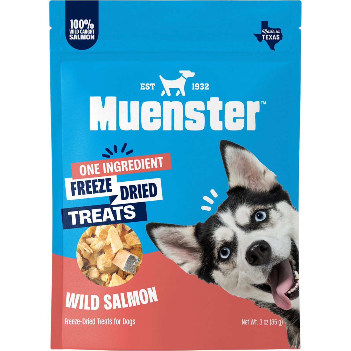 Muenster Salmon Filet Freeze-Dried Dog Treats, 3-oz pouch