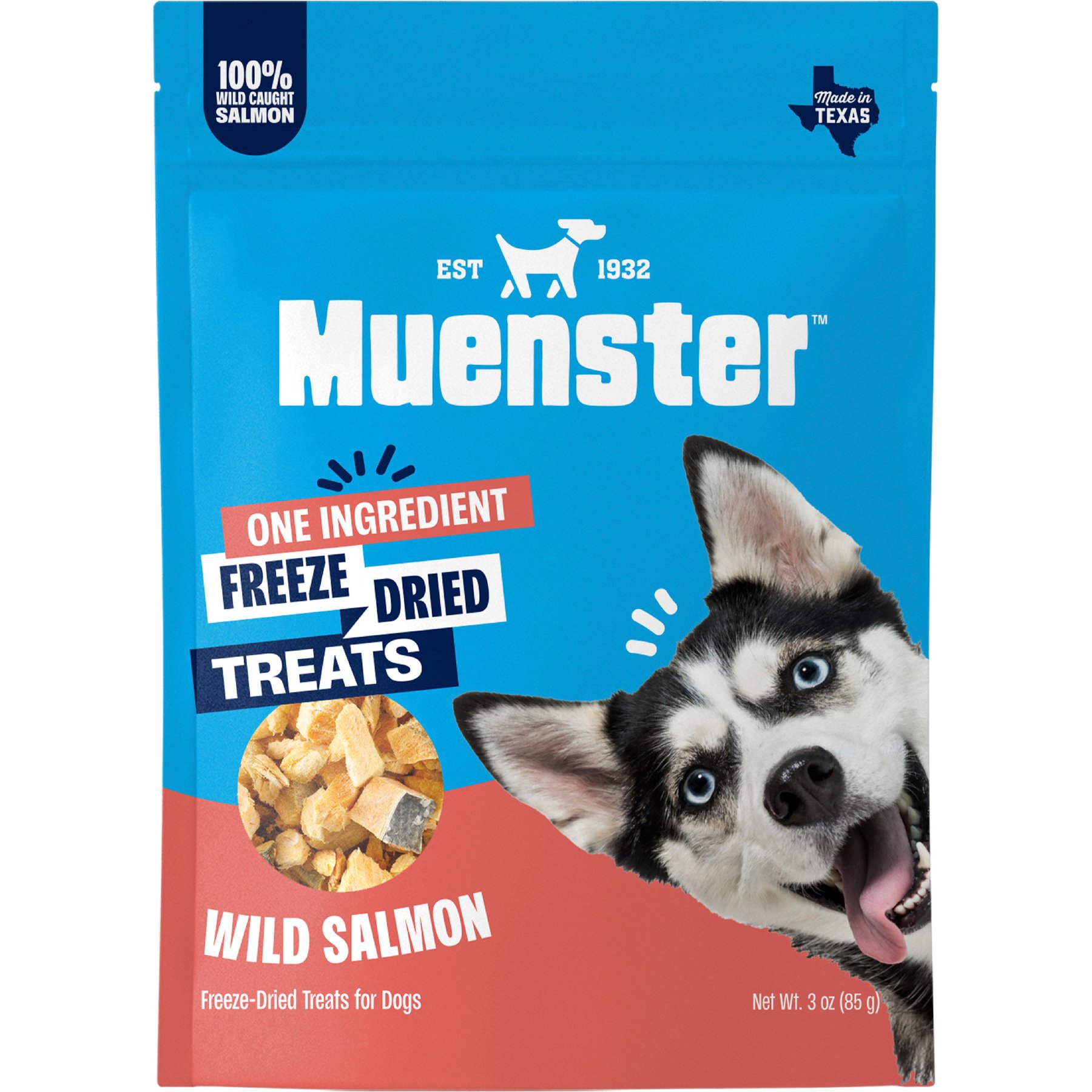 Muenster Salmon Filet Freeze-Dried Dog Treats, 3-oz pouch