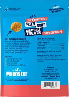 Show full view: Muenster Salmon Meatball Freeze-Dried Dog Treats, 4-oz pouch slide 3 of 7