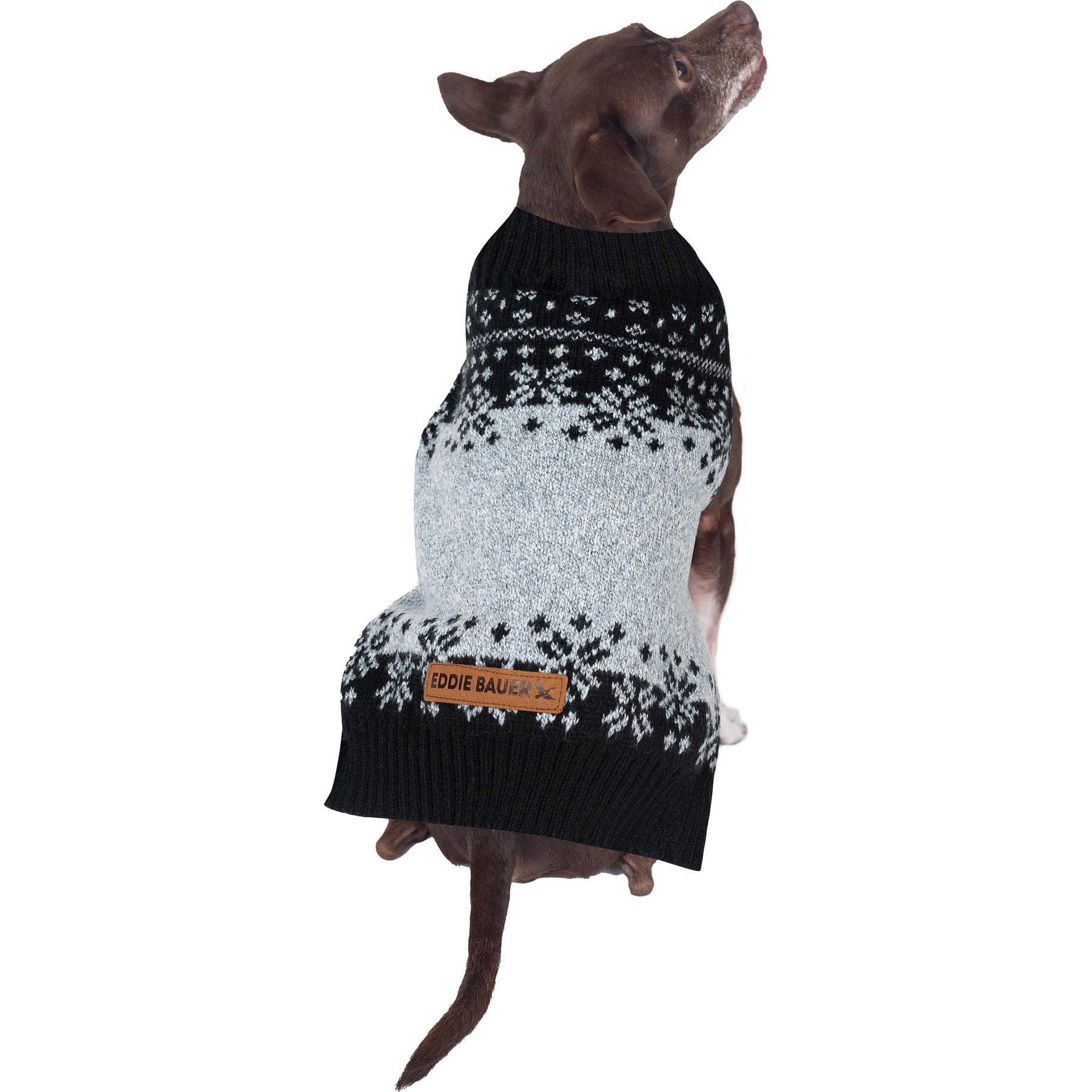 Eddie Bauer Whitman Christmas Fair Isle Dog Sweater, Grey/Black, X-Small