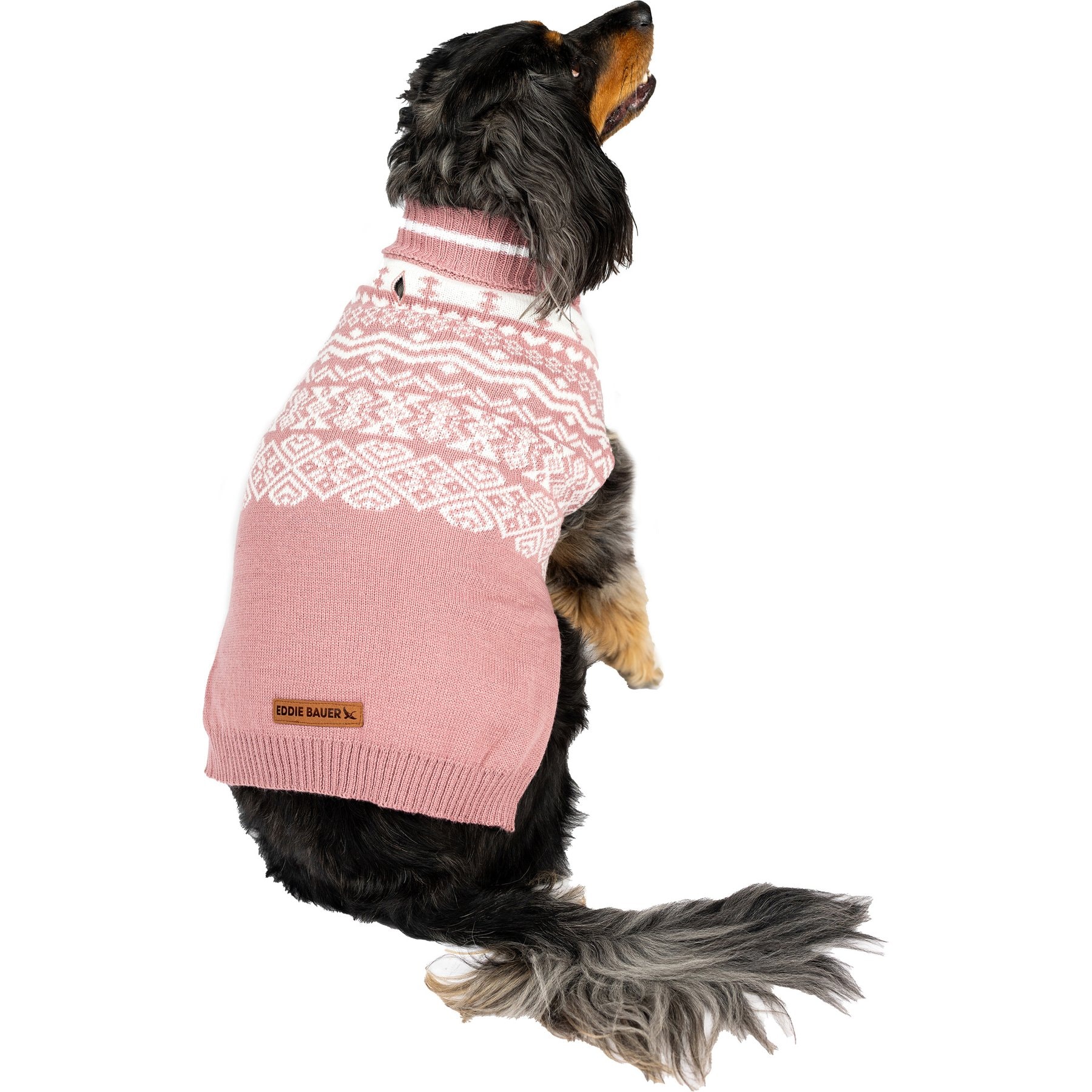 Eddie Bauer Townsend Christmas Fair Isle Dog Sweater, Heathered Pink, Large