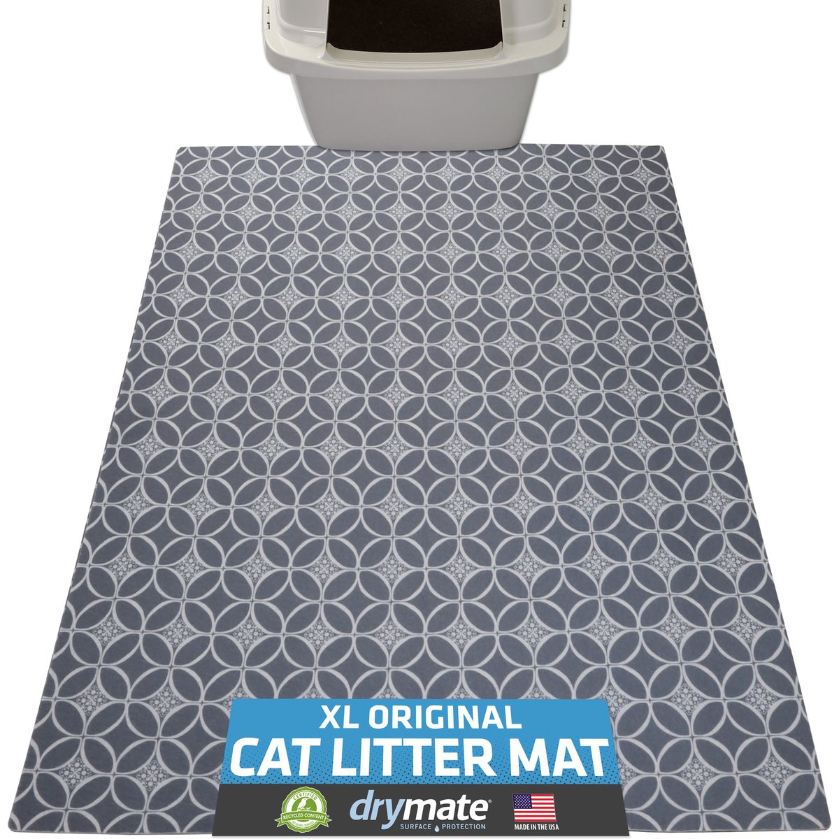Drymate Protective & Decorative Cat Litter Mat, Indigo Grey, X-Large, 29-in x 36-in