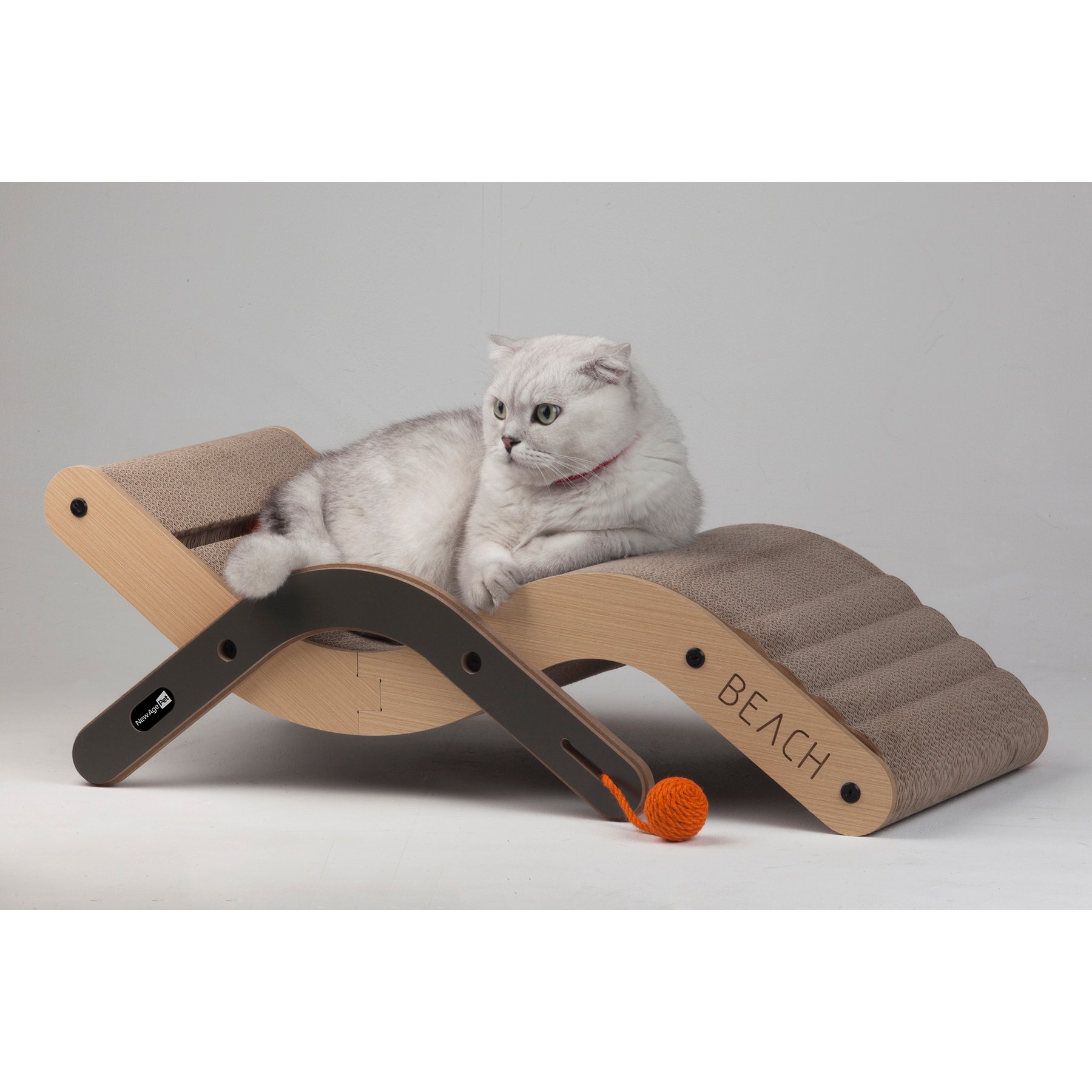 New Age Pet Purr & Play Kitty Lounge Cat Scratcher Toy, Orange, Large
