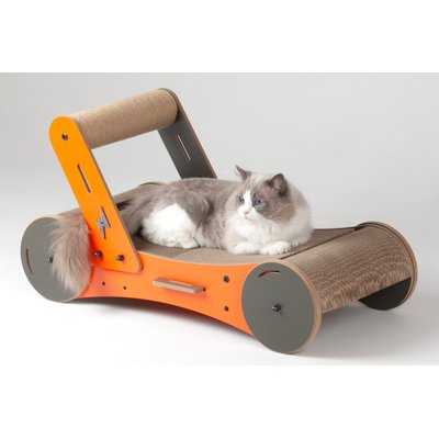 New Age Pet New Age Pet Purr & Play Kitty Trolley Cat Scratcher Toy, Orange
