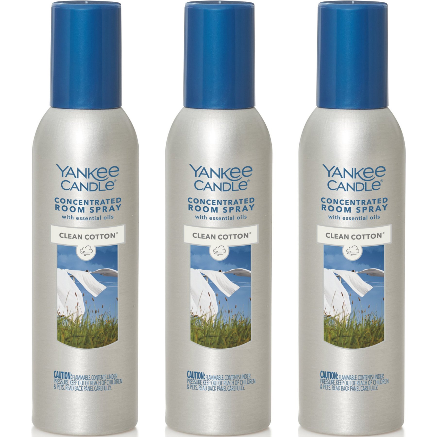 Yankee Candle Concentrated Room Air Freshener Spray, Clean Cotton, 1.5-oz bottle, 3 count