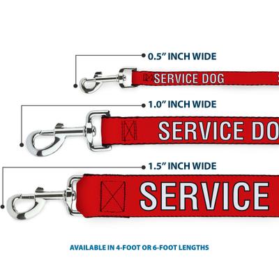 Show full view: Buckle-Down Service Dog Polyester Dog Leash, Red, 6-ft long, 1-in wide slide 4 of 7