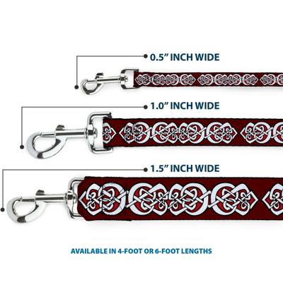 Show full view: Buckle-Down Celtic Knot Polyester Dog Leash, Red, 6-ft long, 1-in wide slide 4 of 7
