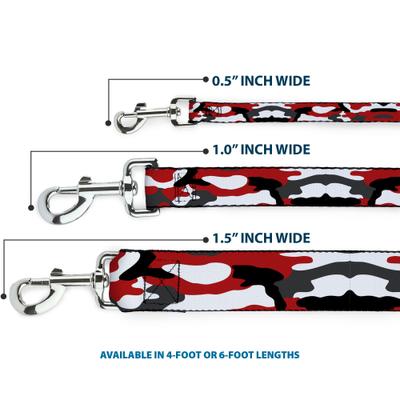 Show full view: Buckle-Down Camo Polyester Dog Leash, Red, 6-ft long, 1-in wide slide 3 of 6