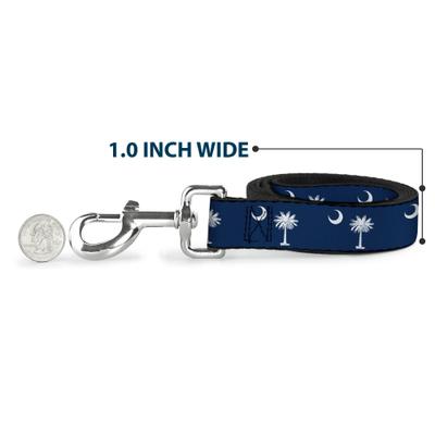 Show full view: Buckle-Down South Carolina Flags Polyester Dog Leash, Blue, 6-ft long, 1-in wide slide 5 of 6