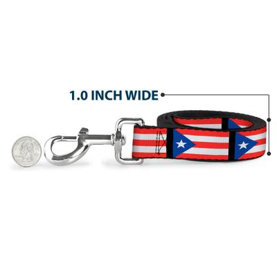 Show full view: Buckle-Down Puerto Rico Flag Repeat Polyester Dog Leash, 6-ft long, 1-in wide slide 5 of 6
