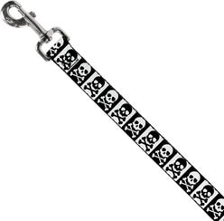 Buckle-Down Skull Cross Bones Blocks Polyester Dog Leash, 4-ft long, 1-in wide slide 2 of 6