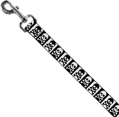 Show full view: Buckle-Down Skull Cross Bones Blocks Polyester Dog Leash, 4-ft long, 1-in wide slide 2 of 6