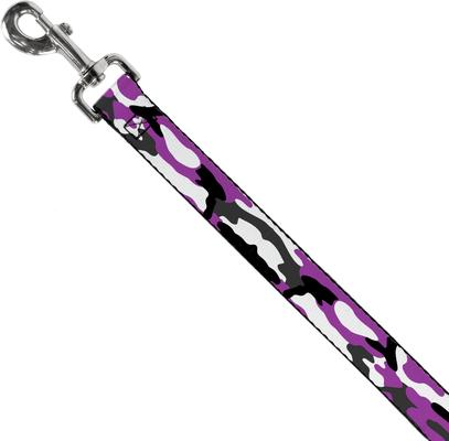 Show full view: Buckle-Down Camo Polyester Dog Leash, Purple, 4-ft long, 1-in wide slide 3 of 7
