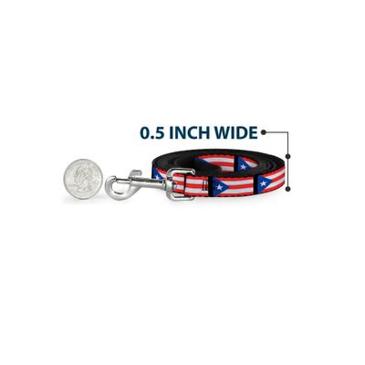 Show full view: Buckle-Down Puerto Rico Flag Repeat Polyester Dog Leash, 6-ft long, 1-in wide slide 4 of 6