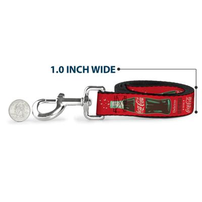 Show full view: Buckle-Down Coca-Cola Vintage Delicious Go Refreshed & Bottle Polyester Dog Leash, Red, 4-ft long, 1-in wide slide 5 of 6