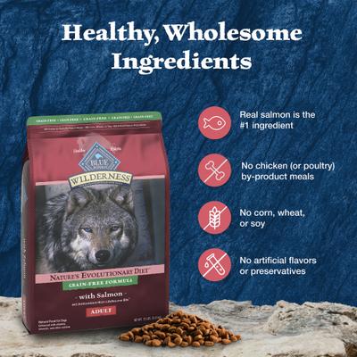 Show full view: Blue Buffalo Wilderness Salmon Recipe Adult High-Protein Grain-Free Dry Dog Food, 13-lb bag slide 8 of 11