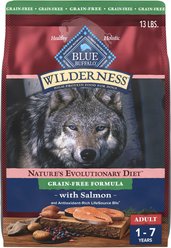 Blue Buffalo Wilderness Salmon Recipe Adult High-Protein Grain-Free Dry Dog Food, 13-lb bag