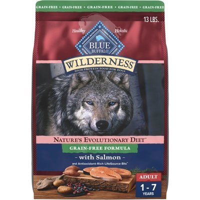 Blue Buffalo Blue Buffalo Wilderness Salmon Recipe Adult High-Protein Grain-Free Dry Dog Food, 13-lb bag