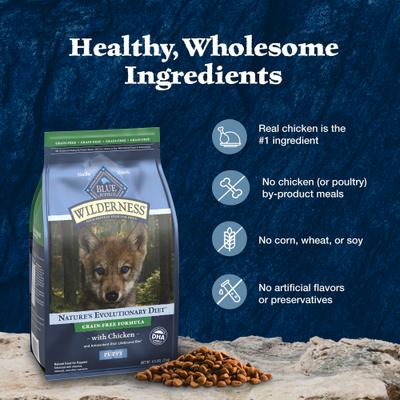Show full view: Blue Buffalo Wilderness Puppy Chicken Recipe High-Protein Grain-Free Dry Dog Food, 4.5-lb bag slide 8 of 11