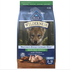 Blue Buffalo Wilderness Puppy Chicken Recipe High-Protein Grain-Free Dry Dog Food, 4.5-lb bag