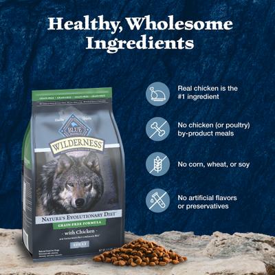 Show full view: Blue Buffalo Wilderness Chicken Recipe Adult High-Protein Grain-Free Dry Dog Food, 4.5-lb bag slide 8 of 11