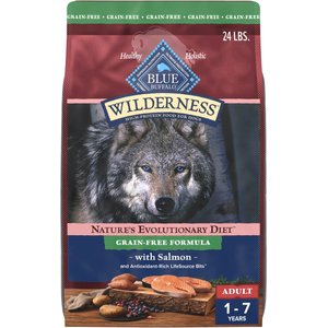 Blue Buffalo Wilderness Salmon Recipe Adult High-Protein Grain-Free Dry Dog Food, 24-lb bag