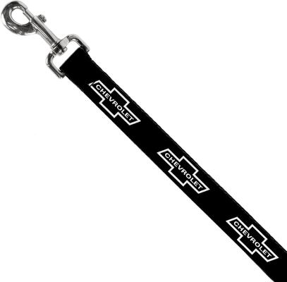 Show full view: Buckle-Down GM 1965 Chevrolet Bowtie Polyester Dog Leash, Black, 6-ft long, 1-in wide slide 2 of 6