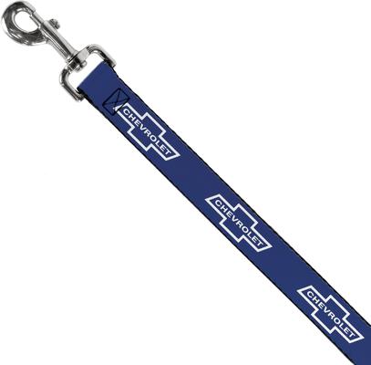 Show full view: Buckle-Down GM 1965 Chevrolet Bowtie Polyester Dog Leash, Blue, 6-ft long, 1-in wide slide 2 of 6