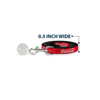 Show full view: Buckle-Down Coca-Cola Script Logo Red White Polyester Dog Leash, Red, 4-ft long, 1-in wide slide 5 of 7