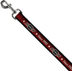 Buckle-Down GM Chevrolet Bowtie Since 1911 Stars Stripe Polyester Dog Leash, Red, 6-ft long, 1-in wide slide 2 of 6