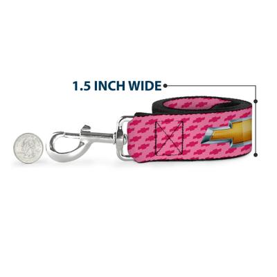 Show full view: Buckle-Down GM Chevy Gold Bowtie Logo Polyester Dog Leash, Pink, 6-ft long, 1-in wide slide 6 of 6