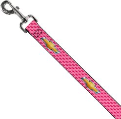 Buckle-Down GM Chevy Gold Bowtie Logo Polyester Dog Leash, Pink, 6-ft long, 1-in wide slide 2 of 6
