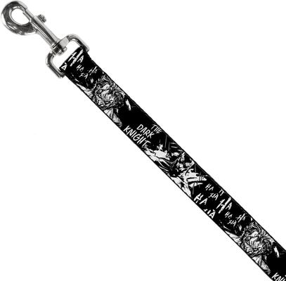 Show full view: Buckle-Down DC Comics Batman The Dark Knight & Joker Smiling Close Up Polyester Dog Leash, Black, 6-ft long, 1-in wide slide 2 of 6