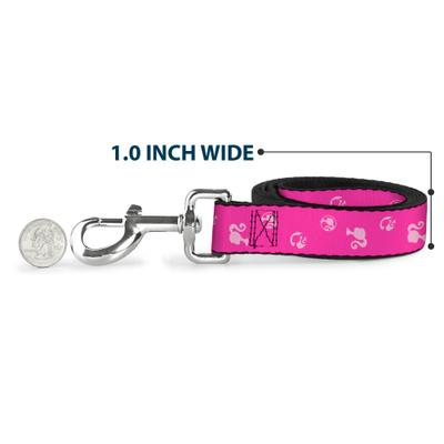 Show full view: Buckle-Down Mattel Barbie Ponytail Silhouette Icon Scattered Polyester Dog Leash, Pink, 6-ft long, 1-in wide slide 5 of 6