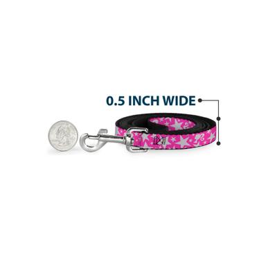 Show full view: Buckle-Down Mattel Barbie Ponytail Silhouette & Star Scattered Polyester Dog Leash, Pink, 6-ft long, 1-in wide slide 4 of 6