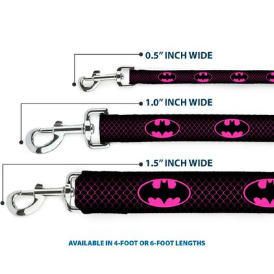 Show full view: Buckle-Down DC Comics Batman Shield Chain-Link Polyester Dog Leash, Pink, 4-ft long, 1-in wide slide 3 of 6