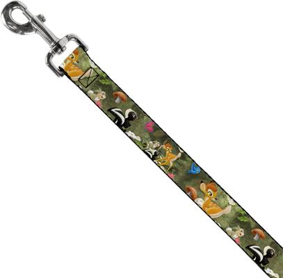 Show full view: Buckle-Down Bambi Friends Scene Polyester Dog Leash, Green, 6-ft long, 1-in wide slide 2 of 6