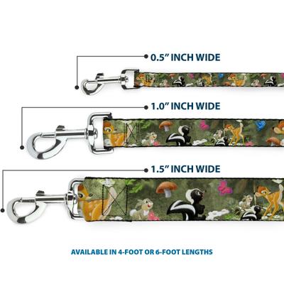 Show full view: Buckle-Down Bambi Friends Scene Polyester Dog Leash, Green, 6-ft long, 1-in wide slide 3 of 6